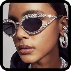 Super fun crystal cat eye sunglasses